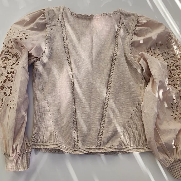 Anthropologie Cutwork‎ Puff-Sleeve Sweater - Picture 8 of 10